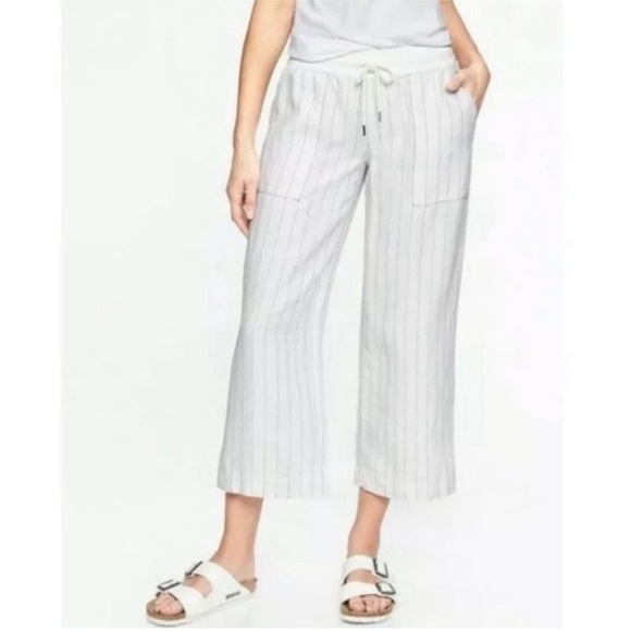 Athleta bali linen wide leg crop pants white size 2 - Picture 1 of 6